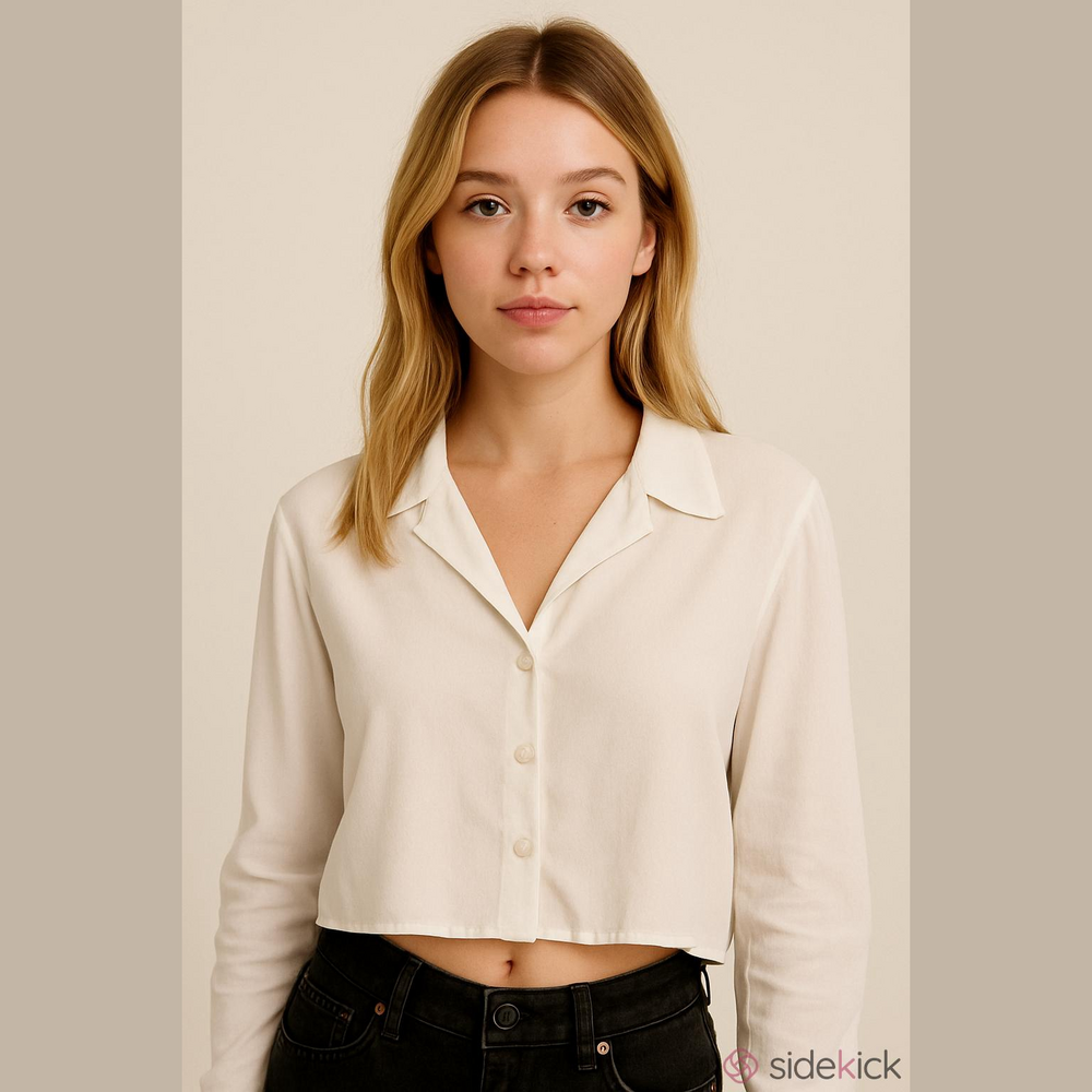 Zara White Cropped Blouse